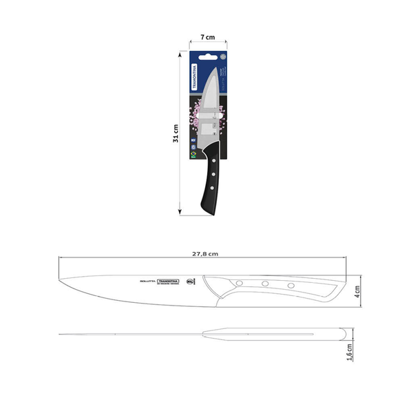 Tramontina Solutta 6" Chef Knife, Stainless Steel/Polycarbonate/Fiberglass Handle