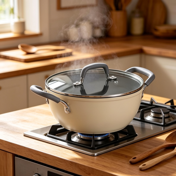 Tramontina Velo Cold Forged Aluminum Deep Kadai Cookware BEIGE