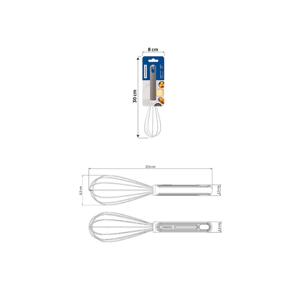 Tramontina Softta Whisk Gray, Stainless Steel/Rubberized handle
