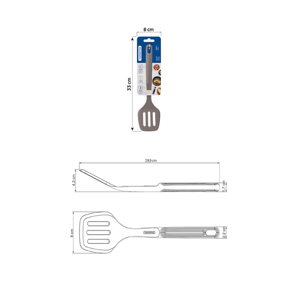 Tramontina Softta Slotted Spatula Gray, Silicone