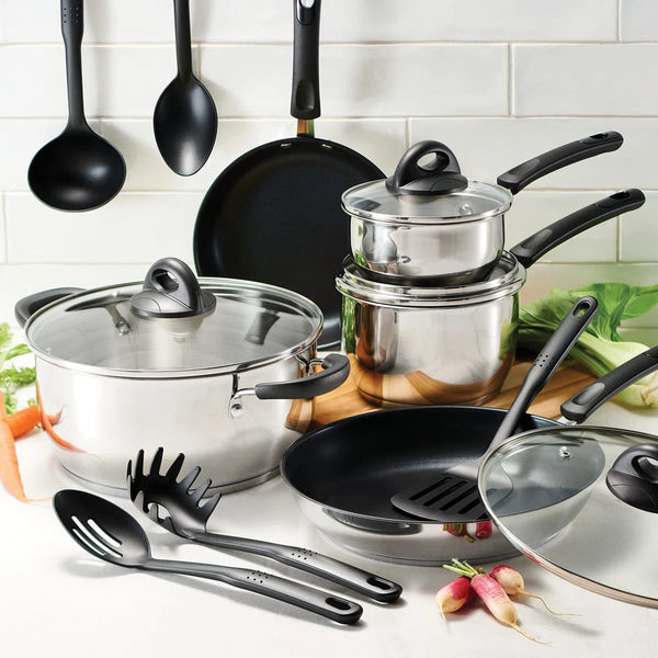 Tramontina Everyday 14 Piece Set, Stainless Steel/Tri-Ply/Induction