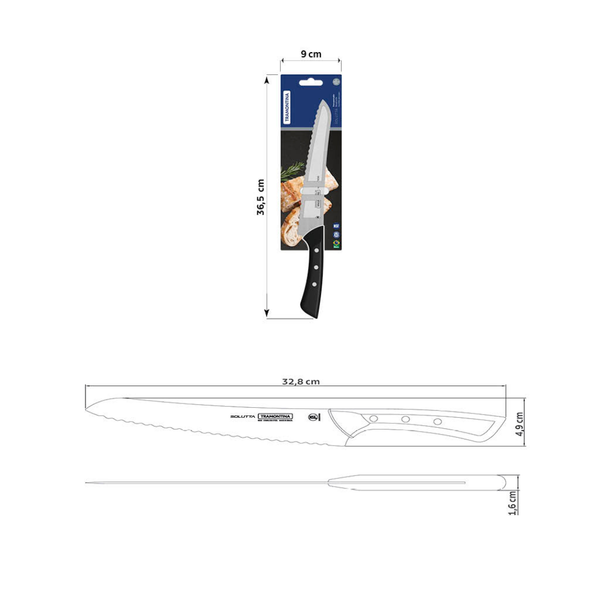 Tramontina Solutta 8" Bread Knife,Stainless Steel/Polycarbonate/Fiberglass Handle