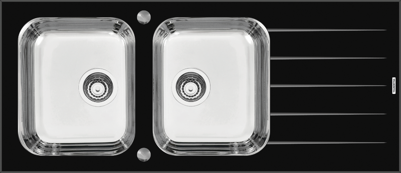Vitra 2C 34 R 116x50 Double Sink with Drainer T304 with Glass