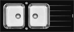 Vitra 2C 34 R 116x50 Double Sink with Drainer T304 with Glass
