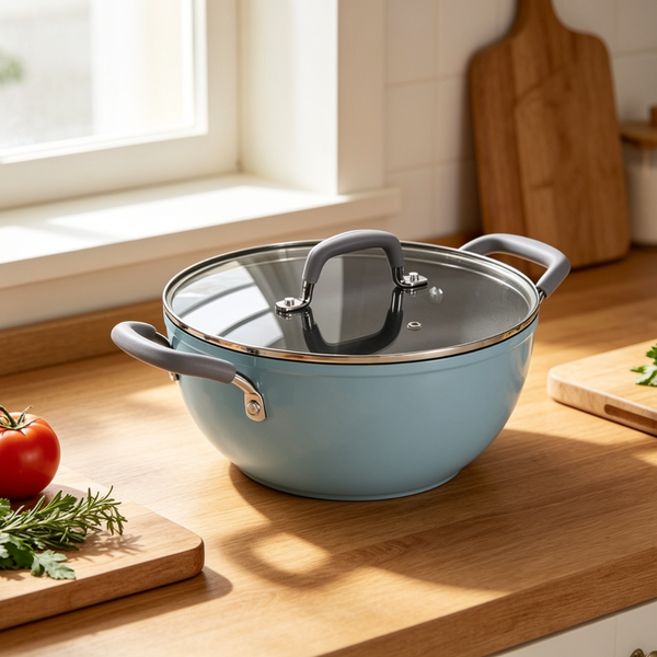 Tramontina Velo Cold Forged Aluminum Deep Kadai Cookware BLUE