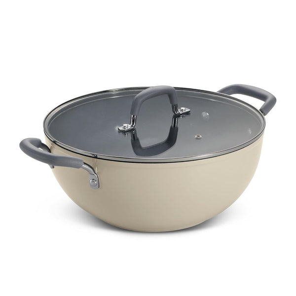Tramontina Velo Cold Forged Aluminum Deep Kadai Cookware BEIGE