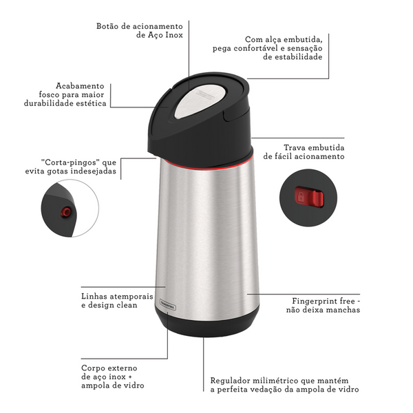 Thermos Bottle with Pump 1.2L
