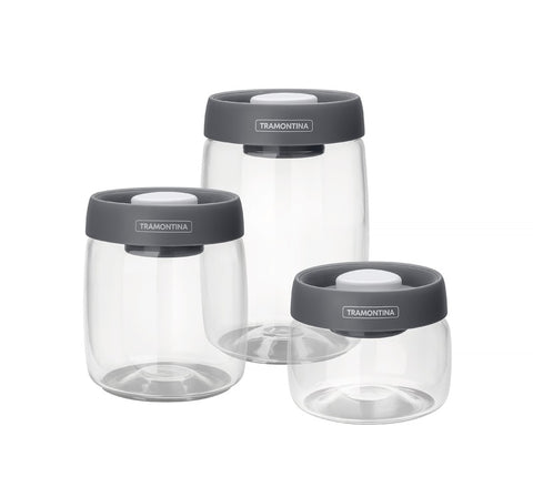 Purezza 3pc. Glass Container with Vacuum Sealed Lid