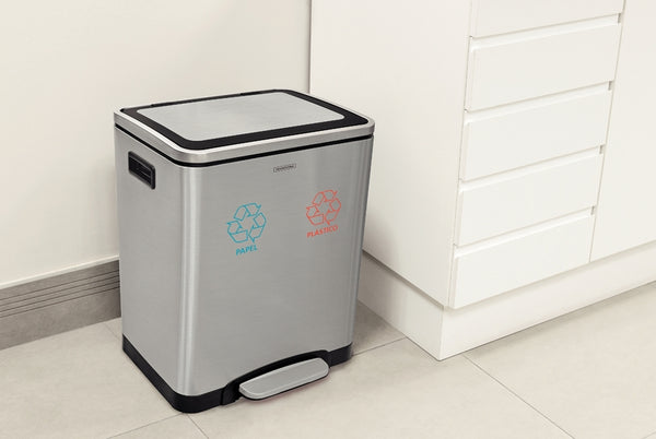 Double Stainless Steel Pedal Trash Bin 2 x 15L