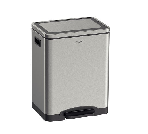 Double Stainless Steel Pedal Trash Bin 2 x 15L