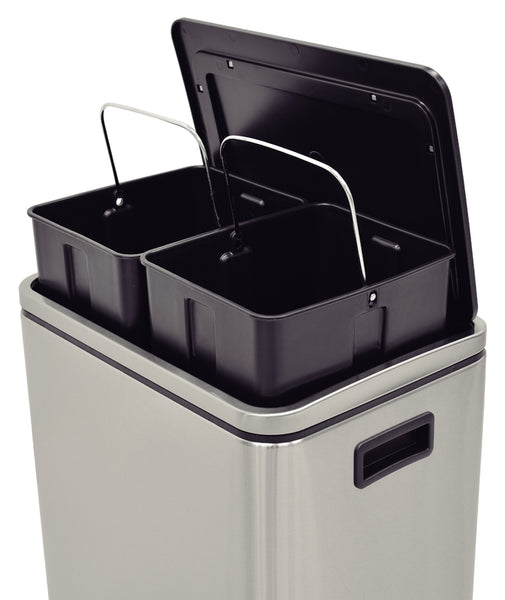 Double Stainless Steel Pedal Trash Bin 2 x 15L