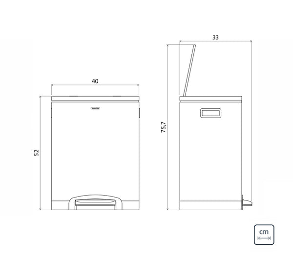 Double Stainless Steel Pedal Trash Bin 2 x 15L