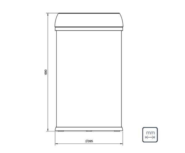 Institutional S/S Trash Bin 65L Open Type